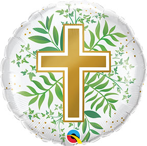 Golden Cross And Greenery Balloon +$5