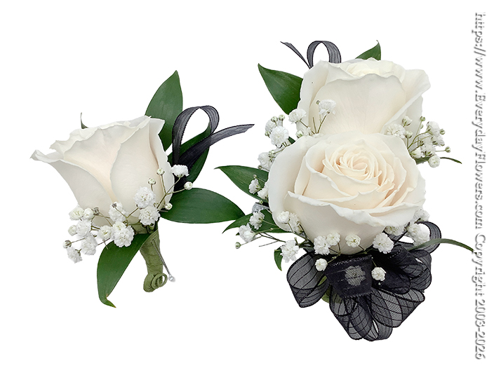 White Rose Corsage & Boutonniere