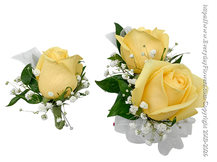 Yellow Rose Corsage & Boutonniere
