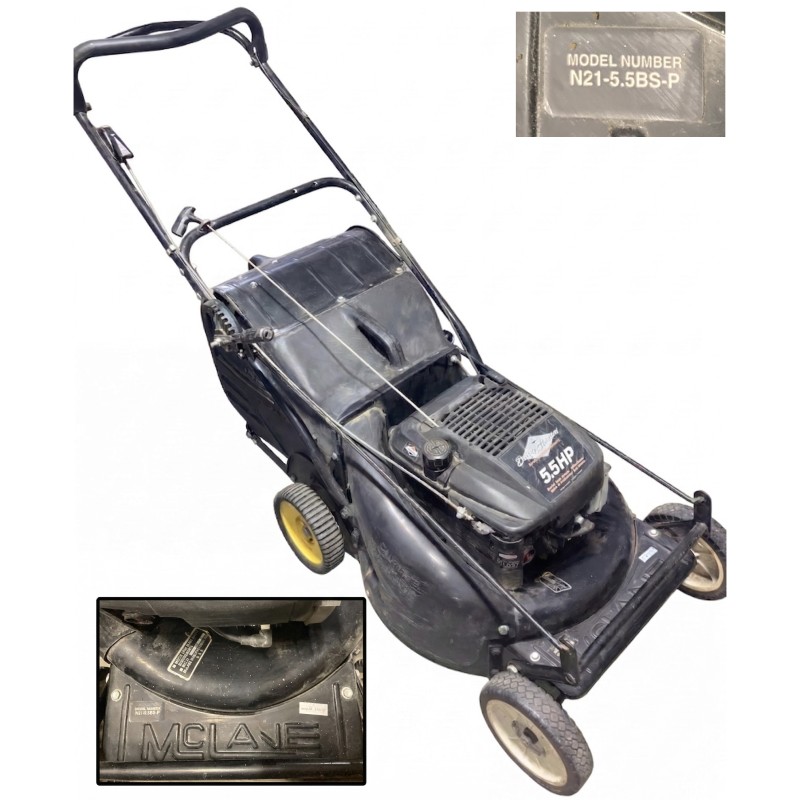 Manual for vintage McLane N21-Series combination mulching and RearBagger walk-behind rotary mower.