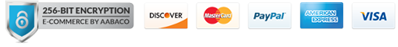 256-BIT Encryption. Secure Shopping. We accept Discover, MasterCard, PayPal, AmericanExpress, and Visa.