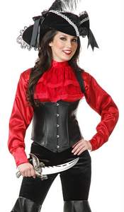 red satin ruffled pirate shirt