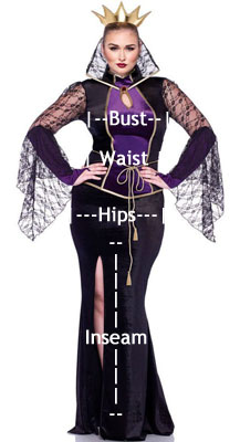 how to measure plus size women's costumes