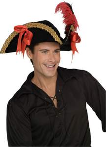 fancy pirate hat with ribbon and feather