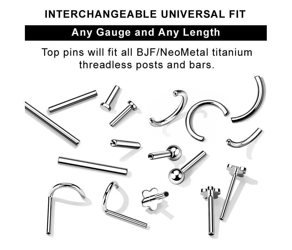 G23 Titanium 5-Stone Replacement Bend-To-Fit Push-In Top Pin