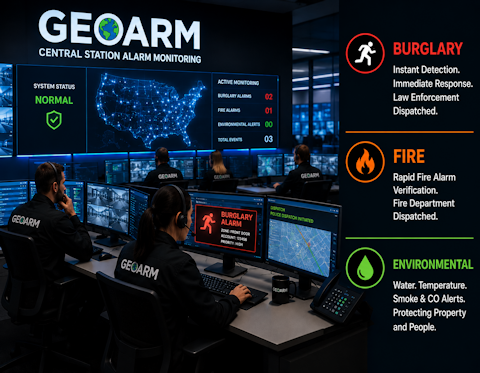 AvantGuard Central Station Alarm Monitoring Services powered by GeoArm Security!