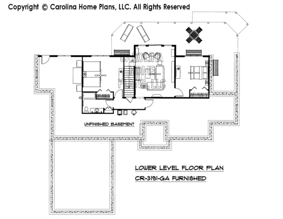 CR-3191-GA Furnished Lower Level Floor Plan