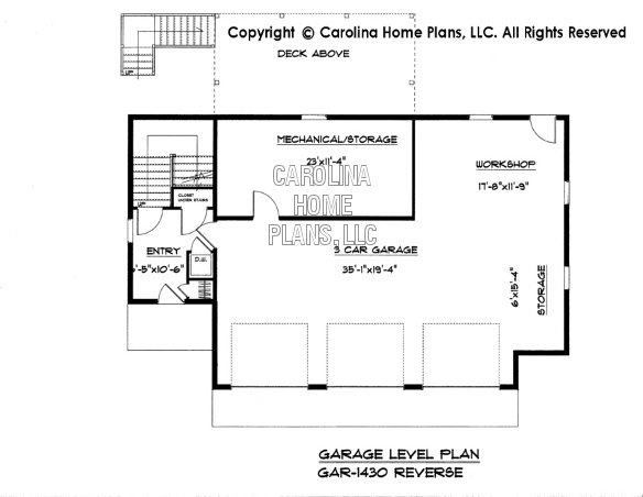 GAR-1430 Reverse Lower Level Garage Plan