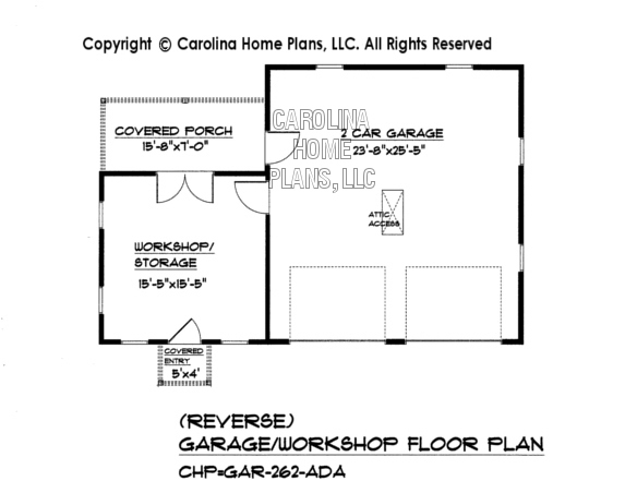 GAR-262 Reverse Garage/Workshop Plan