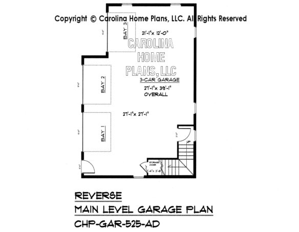 GAR-525 Reverse Lower Level Garage Plan