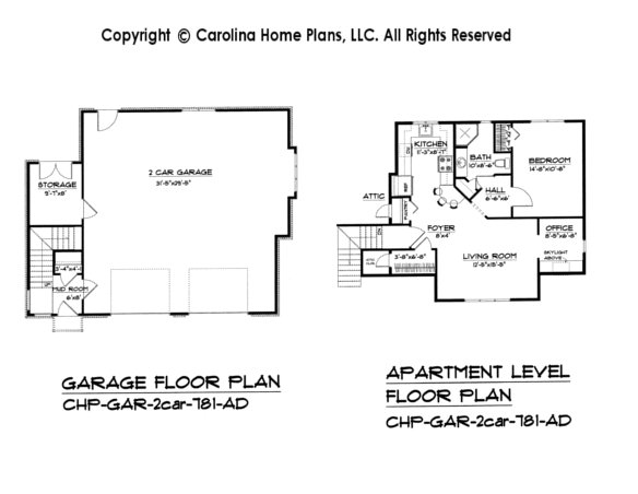 GAR-781 2-Car Garage-Apartment Plan