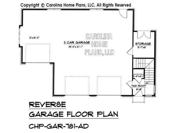 GAR-781 Reverse Lower Level Garage Plan
