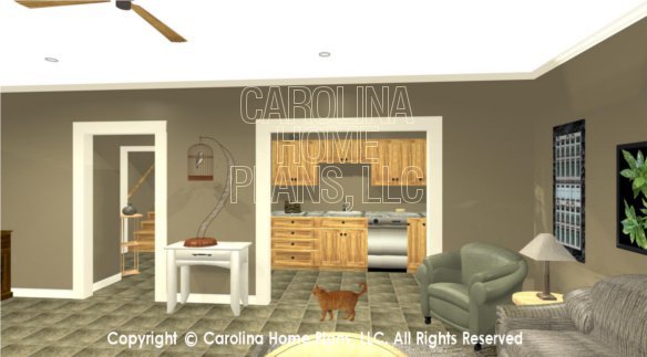 LG-3096 3D Lower Level Media Room to Kitchen and Stairs