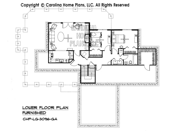 LG-3096-GA Furnished Lower Level Plan