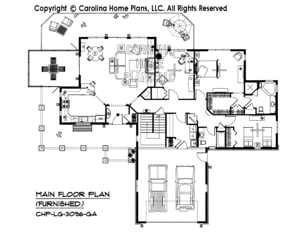 LG-3096-GA Furnished Main Floor Plan