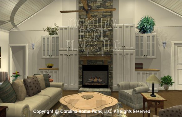 MS-2102-AC 3D Great Room to Fireplace