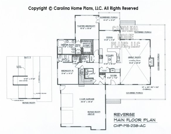 MS-2138 Reverse Main Floor Plan with Bonus Room