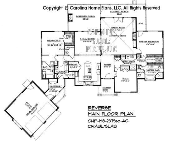 MS-2379-crawl/slab Reverse Main Floor Plan