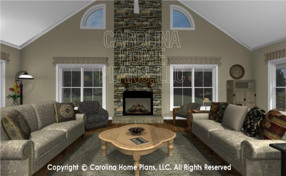 MS-2390-AC 3D Great Room to Fireplace
