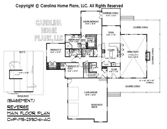 MS-2390 Reverse Main Floor Plan with Bonus Room