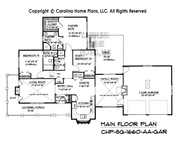 SG-1660 Main Floor Plan with Garage
