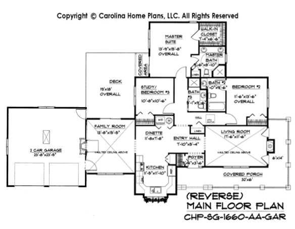 SG-1660 Reverse Floor Plan with Garage