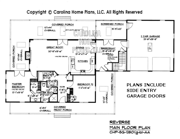 SG-1280 (Garage/Basement) Reverse Main Floor Plan