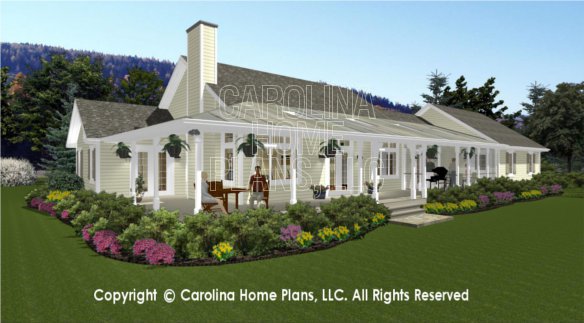 SG-1280 3D Back Left View with Garage and Breezeway