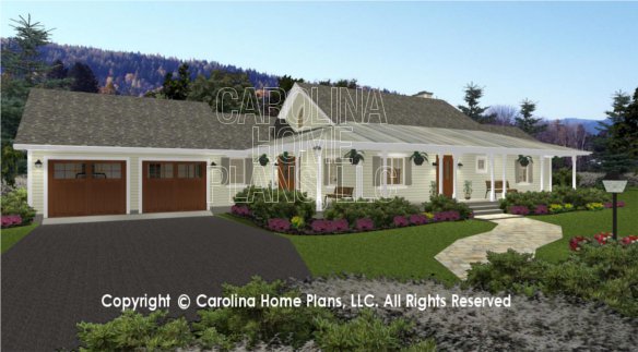 SG-1280 3D Front Left View with garage and Breezeway