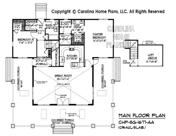 SG-1677 Main Floor Plan with crawl/slab