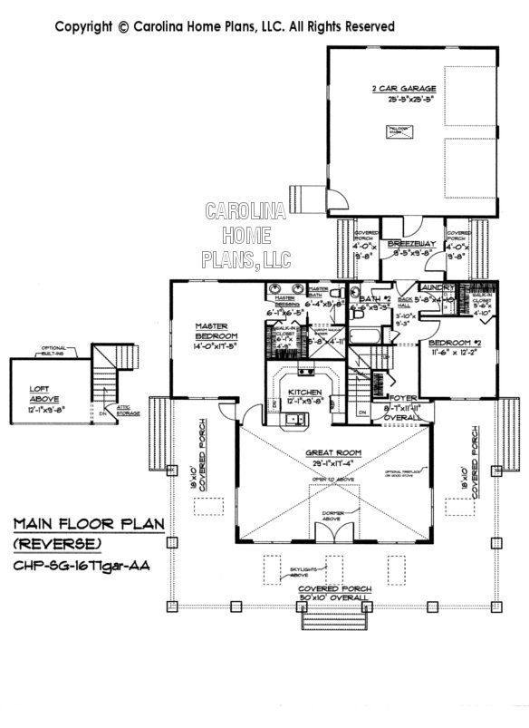 SG-1677 Reverse Main Floor Plan, Garage