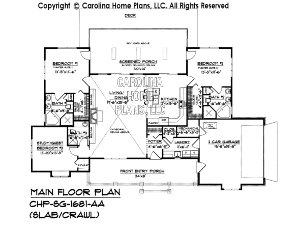 SG-1681 Main Floor Plan - Slab/Crawl