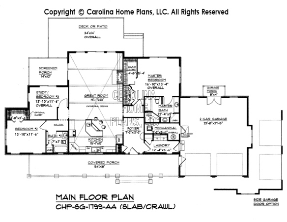 SG-1799 Main Floor Plan-Slab Fnd