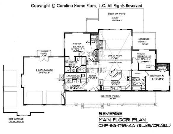 SG-1799 Reverse Main Floor Plan-Slab Fnd