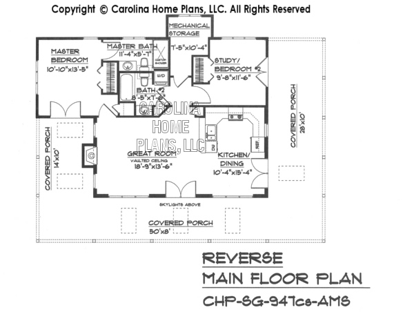 SG-947 Reverse Main Floor Plan-crawl/slab