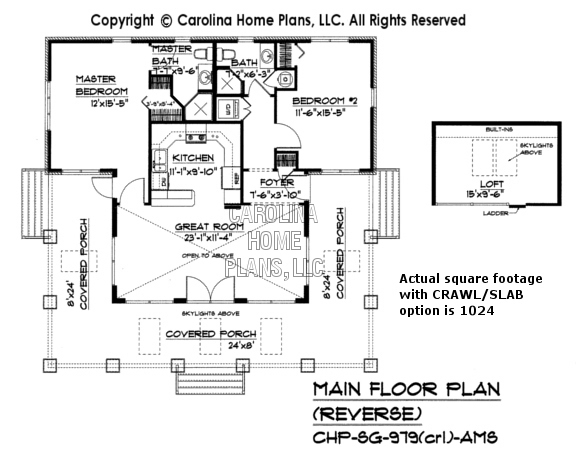 SG-979 Reverse Floor Plan with crawl space