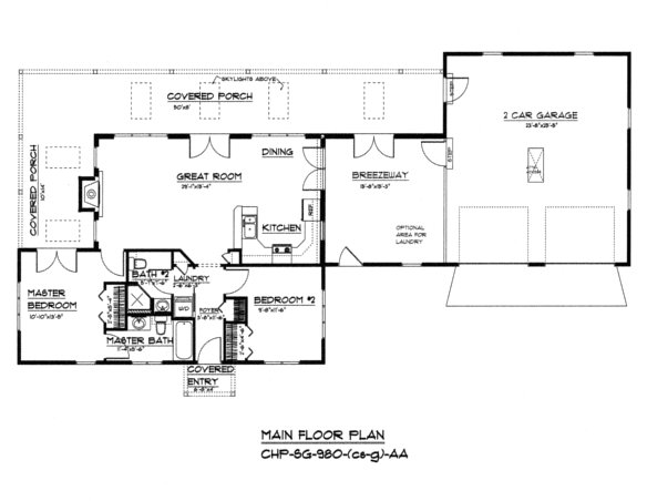 SG-980 Floor Plan-Crawl/Slab, Garage