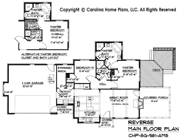 SG-981 Reverse (Crawl/Slab) Main Floor Plan