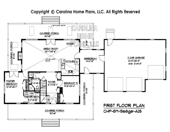 SM-1568gar First Floor Plan with Garage