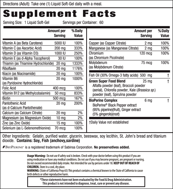 Irwin Naturals Only One Liquid-Gel Multi without Iron - 60 Softgels