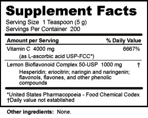 Supplement Facts for Vitamin C
