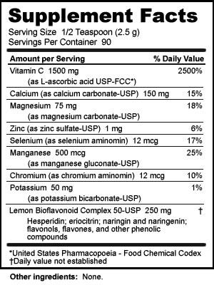 Supplement Facts for Ascorbate Bio C