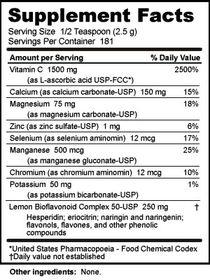 Supplement Facts for Ascorbate Bio C