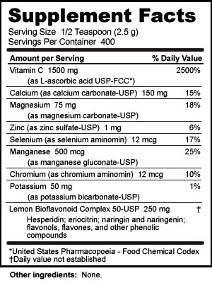 Supplement Facts for Ascorbate Bio C