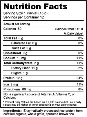 Plain Organic Rice Protein Packets