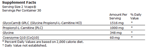 GPLC GlycoCarn with CoQ10 - 60 VCapsules, NOW Foods