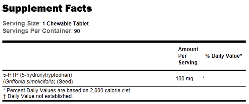 5-HTP 100 mg - 90 Chewables, NOW Foods