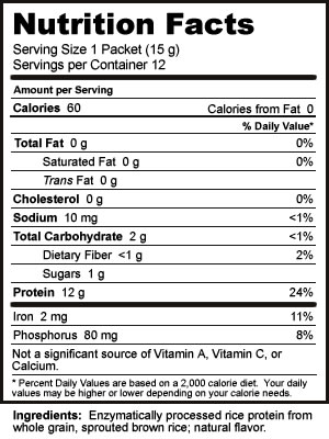 Nutribiotic Chocolate Rice Protein Supplement Facts