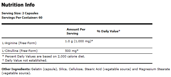Arginine & Citrulline 500/250 - 120 Capsules, NOW Foods
