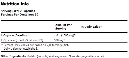 L-Arginine & Ornithine 500/250 mg